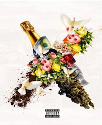 an image of a bottle of champagne with flowers on it