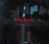 an aerial view of a street with the word ptsd written on it